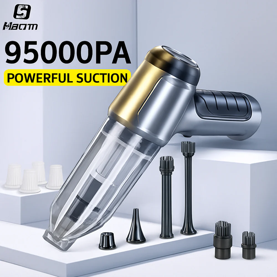 Aspiradora portátil inalámbrica para coche, 95000 PA, potente succión, soplador de mano para coche y hogar.